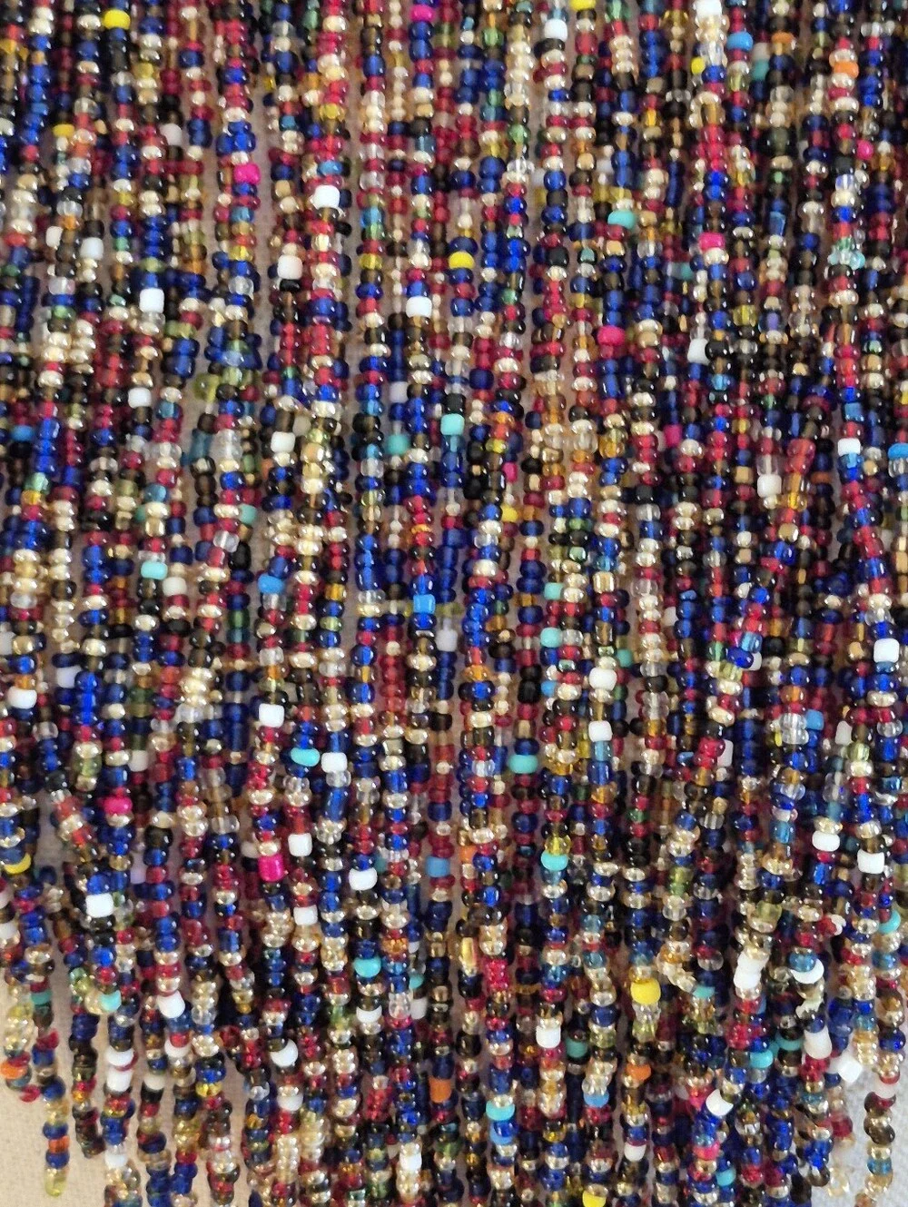 Kenyan Massai Multicolor Beaded Fringe Choker Statement Necklace